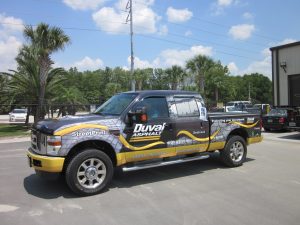 Branded work truck wrap